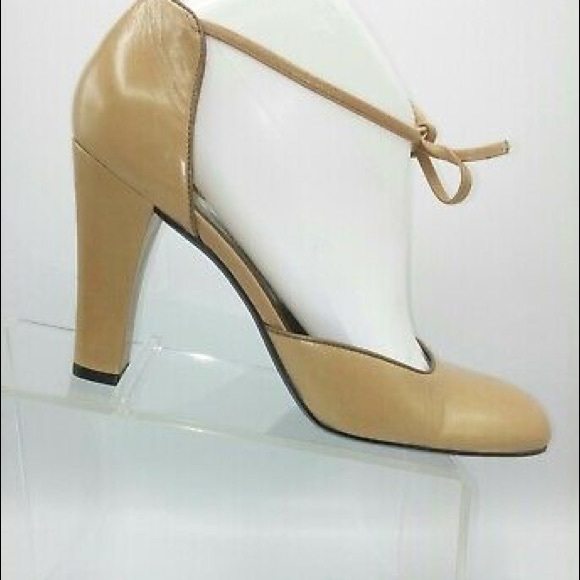 Camel Ankle Tie Heels Enzo Angiolini 6.0 - Picture 2 of 7
